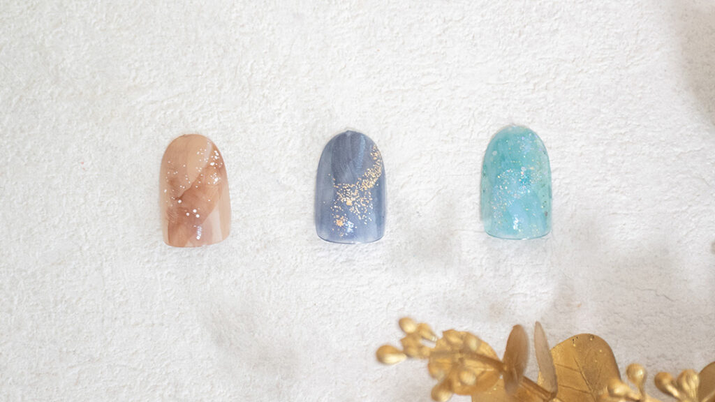 ぼかさないニュアンスネイルのデザインの３つの例